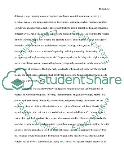 Religion as a way of Control