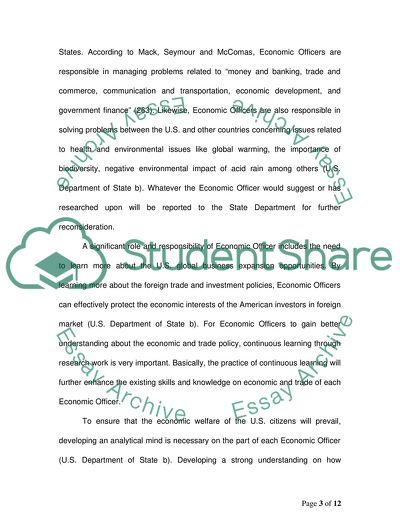 Careers in International Relations - Economic Officer