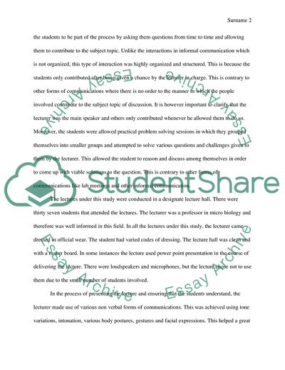 Observation for a Biology 331 Class