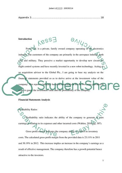 The Investment Value of Frater Ltd