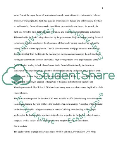 American government policies in overcoming the aftermath of the Financial Crisis of 2008