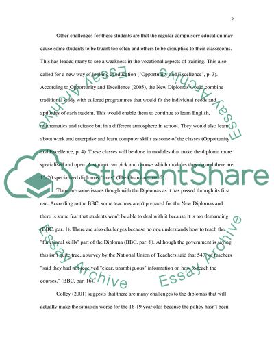 Current Issues in Education and Traing- Seminar Paper Related to the New Diplomas in the UK