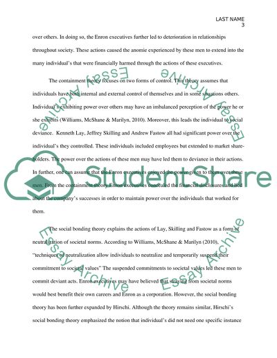 Criminal Behavior, Crimes Committed by Executives at Enron