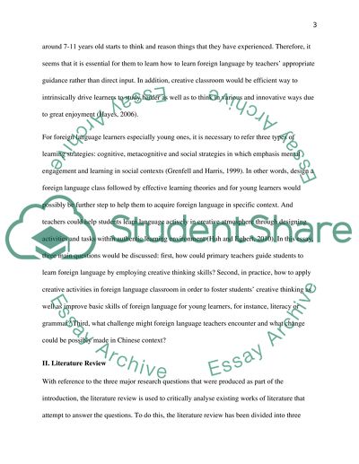 Developing Creative Thinking: Foreign Language Teaching in Chinese Primary School