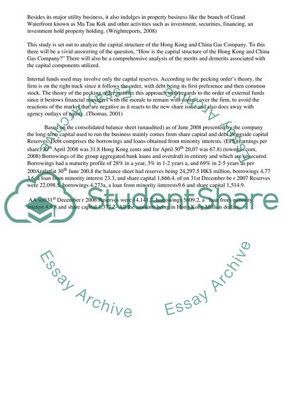 The Capital Structure of the Hong Kong and China Gas Company