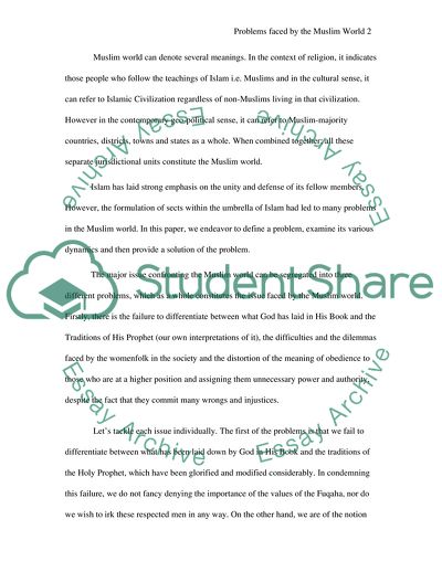 Problems Confronting the Muslims World