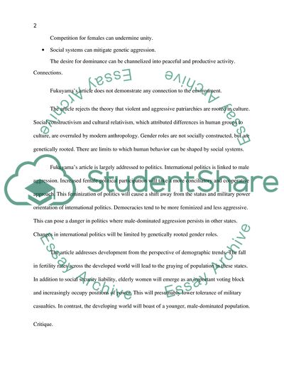 Francis Fukuyama: Women and the Evolution of Politics