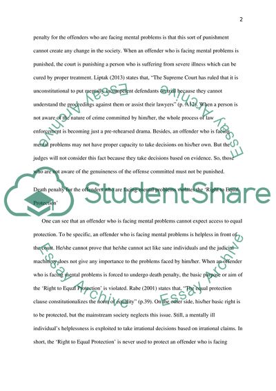 People with a Mental Illness Should Be Exempt from the Death Penalty