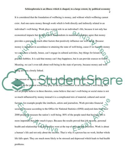 Schizophrenia Is an Illness Which Is Shaped by Political Economy