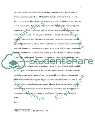 Legal Principles Governing the Withholding of Life-Sustaining Treatment in Incompetent Adults