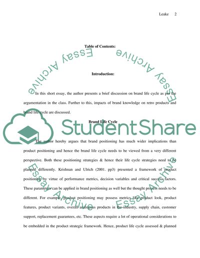 Brand Life Cycle and Brand Knowledge