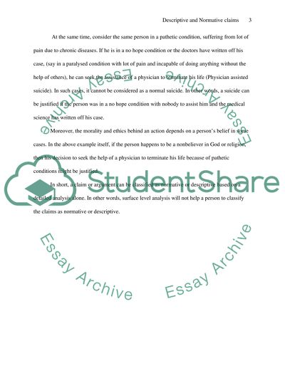 Descriptive and Normative Claims and Suicide Issue