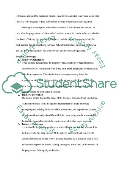 The Role of Training of a Staff of a Small Hotel Business