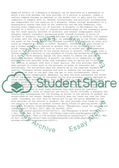 Negative Effects of a Monopoly