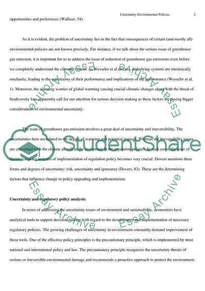 Environmental Economics-Uncertainty environmental policies