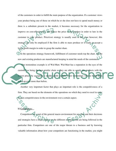 Operation Strategy and the Factors Affecting Operation Strategy