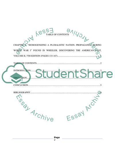 Homogenizing a Pluralistic Nation - Propaganda during WWI