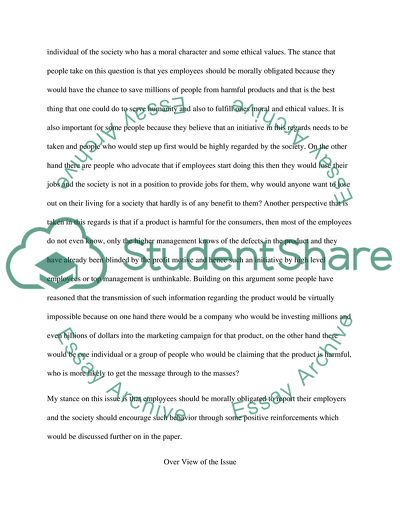 Should Employees Have the Obligation of Reporting Employers if Their Products Are Harmful