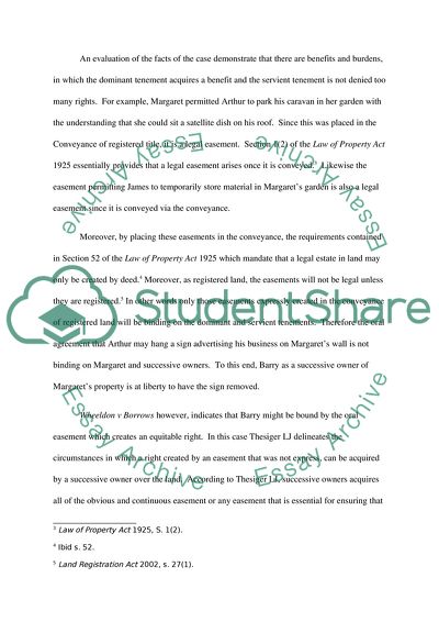 Analysis of Margarets Case of Sale of Three Terraced Houses, Richmans Use of the Car Park