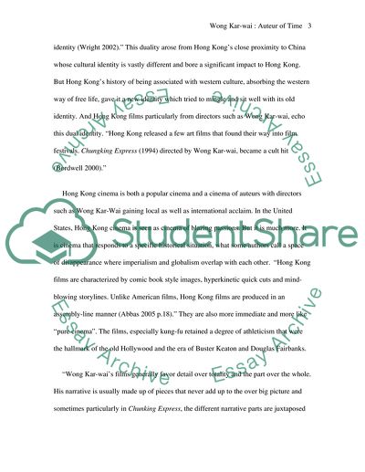 The Cultural Aesthetic of Wong Kar-wai