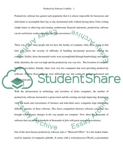 Productivity Software Usability