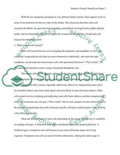 Federal Funding for Stem Cell Research