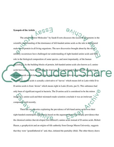 Article Review(Mirror Molecules)