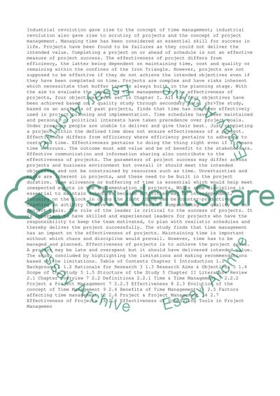 The impact of time management on effectiveness of projects