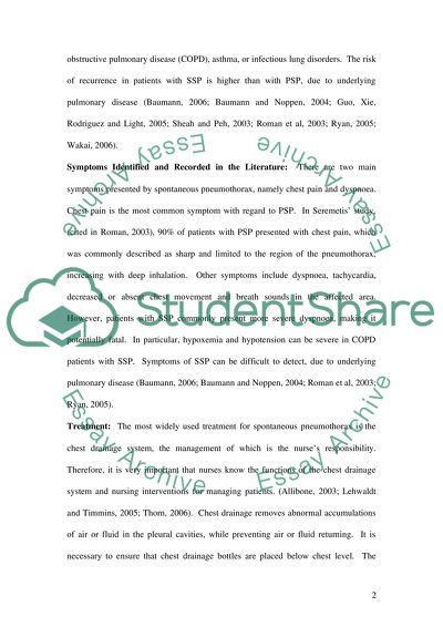 Literature review spontaneou pneumothorax