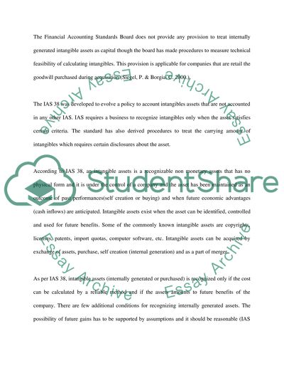 The Recognition of Intangible Assets