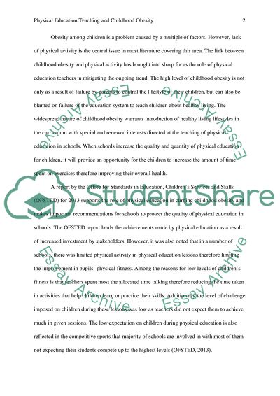 Physical Education Teaching and Childhood Obesity