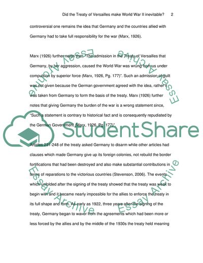 Treaty of Versailles and World War II
