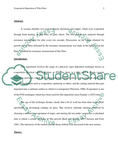 Evaporation Deposition of Thin Films