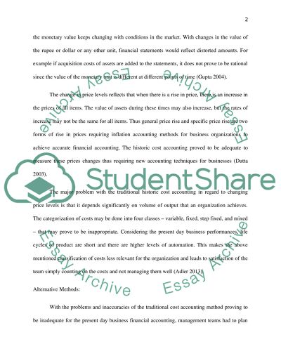 Inadequacies of Traditional Historic Cost Accounting Methods in Times of Changing Price Levels