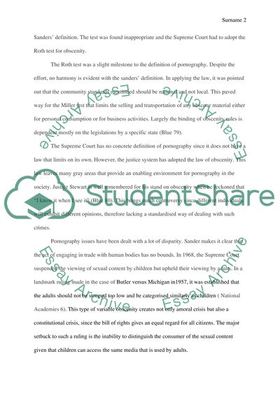 Contrasts between Sanderss definition of pornography with the Supreme courts definition