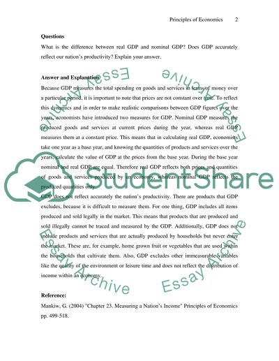 Principles of Economics Gross Domestic Product
