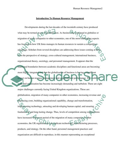 Introduction to Human Resource Management