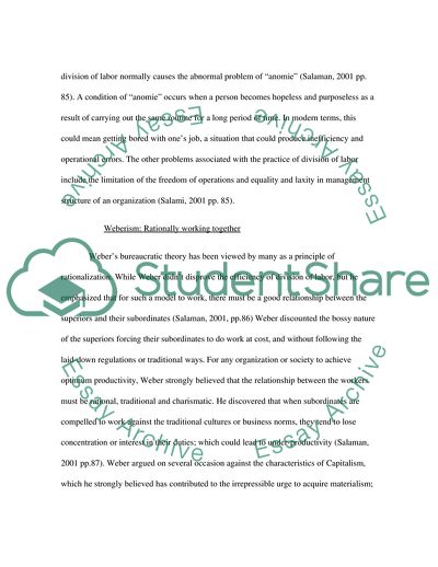 The Evolution of the Bureaucratic Model