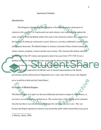 American Colonies Political Science Research Paper
