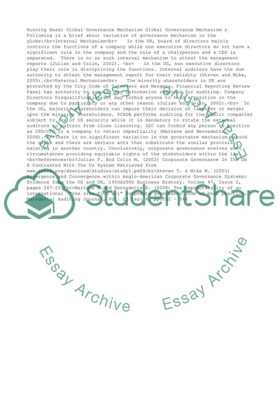 Global Governance Mechanisms