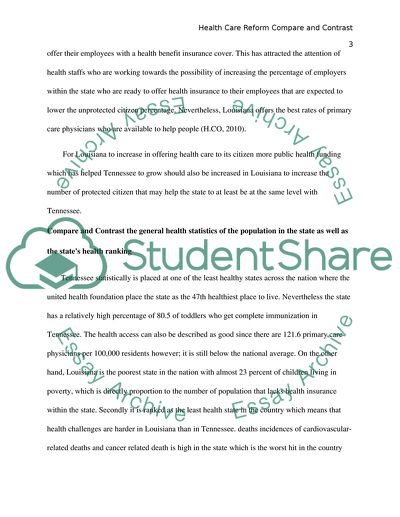 Health Care Reform Compare and Contrast