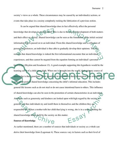Shared Knowledge in Relation to Personal Knowledge