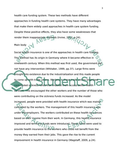 Health Care Funding Systems