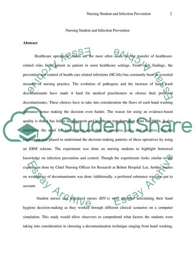 Nursing Student and Infection Prevention