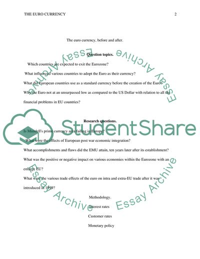 The Euro currency: before and after