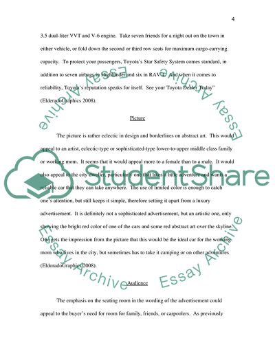 Analysis of the Advertisement for the Toyota 2008 Highlander and the Toyota 2008 RAV4