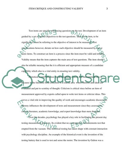 Item Critique and Constructing Validity