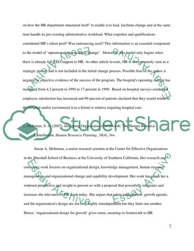 HUMAN RESOURCES: ORGANIZATIONAL DEVELOPMENT & CHANGE