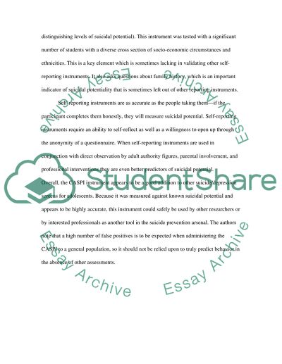 Child-Adolescent Suicidal Potential Index (CASPI): A Screen for Risk