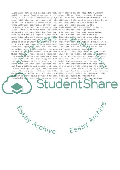 Sector Matrix for Ford Motor Company